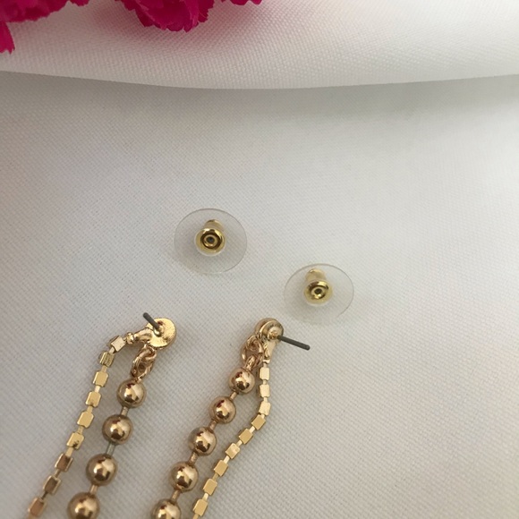 Simple Rhinestone Thread and Ball Drop Earrings - Picture 7 of 12